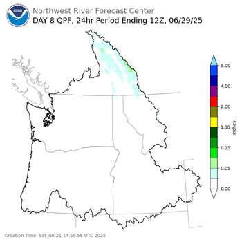 Day 8 (Saturday): Precipitation Forecast ending Sunday, June 29 at 5 am PDT