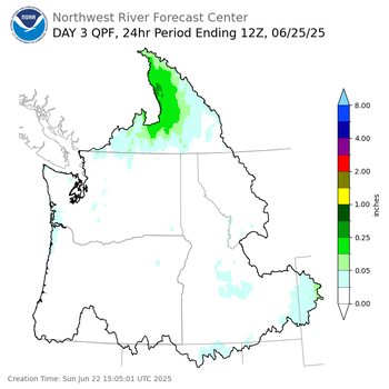 Day 3 (Tuesday): Precipitation Forecast ending Wednesday, June 25 at 5 am PDT
