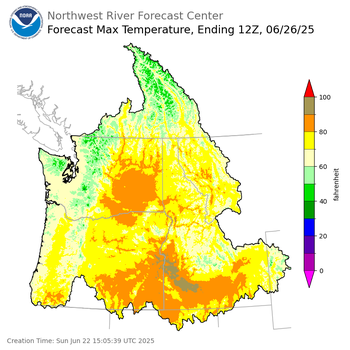 Day 4 (Wednesday): Max Temperature Forecast ending Thursday, June 26 at 5 am PDT