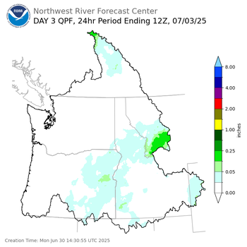 Day 3 (Wednesday): Precipitation Forecast ending Thursday, July 3 at 5 am PDT
