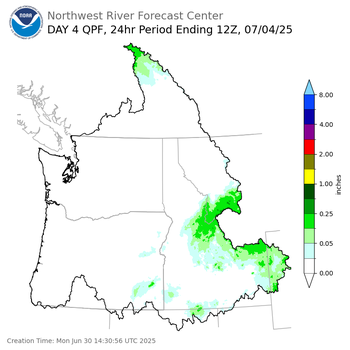 Day 4 (Thursday): Precipitation Forecast ending Friday, July 4 at 5 am PDT