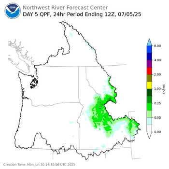 Day 5 (Friday): Precipitation Forecast ending Saturday, July 5 at 5 am PDT