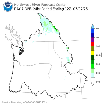 Day 7 (Sunday): Precipitation Forecast ending Monday, July 7 at 5 am PDT