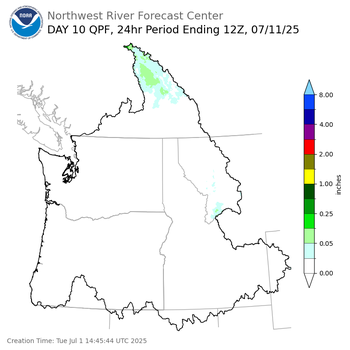 Day 10 (Thursday): Precipitation Forecast ending Friday, July 11 at 5 am PDT