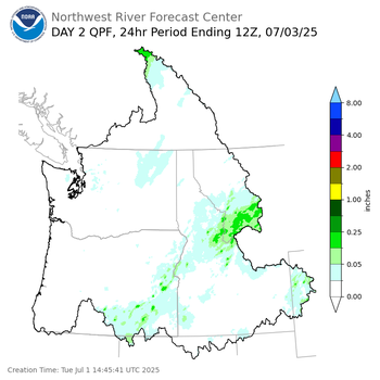 Day 2 (Wednesday): Precipitation Forecast ending Thursday, July 3 at 5 am PDT