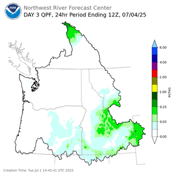 Day 3 (Thursday): Precipitation Forecast ending Friday, July 4 at 5 am PDT