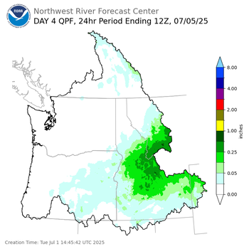 Day 4 (Friday): Precipitation Forecast ending Saturday, July 5 at 5 am PDT