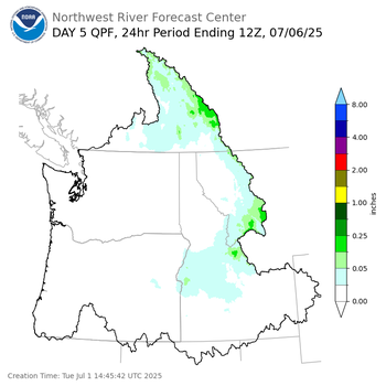 Day 5 (Saturday): Precipitation Forecast ending Sunday, July 6 at 5 am PDT