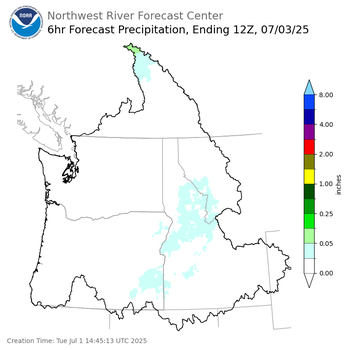Day 2 (Wednesday): 6 Hourly Precipitation Forecast  ending Thursday, July 3 at 5 am PDT