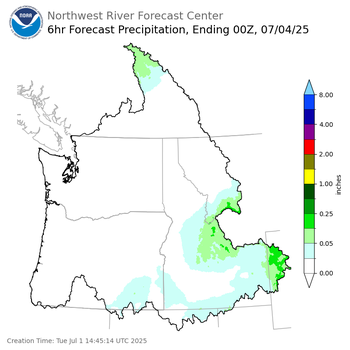 Day 3 (Thursday): 6 Hourly Precipitation Forecast  ending Thursday, July 3 at 5 pm PDT