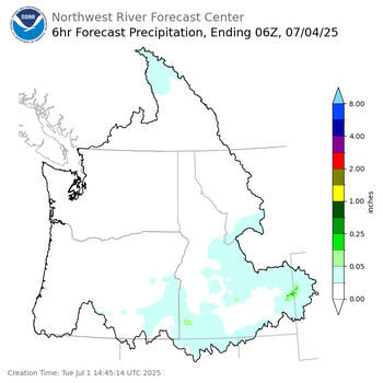 Day 3 (Thursday): 6 Hourly Precipitation Forecast  ending Thursday, July 3 at 11 pm PDT