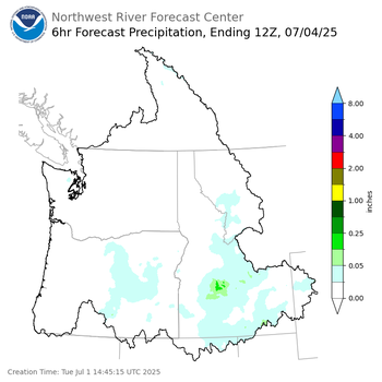 Day 3 (Thursday): 6 Hourly Precipitation Forecast  ending Friday, July 4 at 5 am PDT
