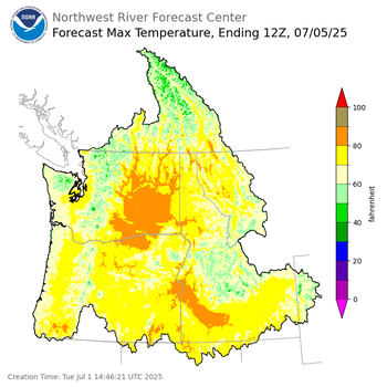 Day 4 (Friday): Max Temperature Forecast ending Saturday, July 5 at 5 am PDT