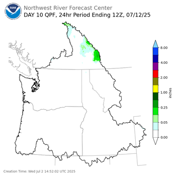 Day 10 (Friday): Precipitation Forecast ending Saturday, July 12 at 5 am PDT