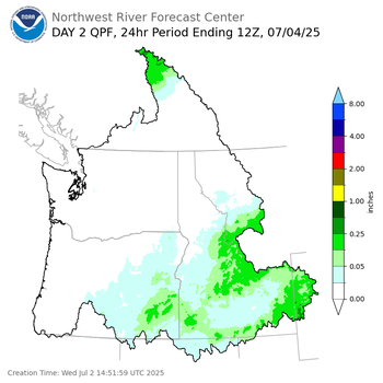 Day 2 (Thursday): Precipitation Forecast ending Friday, July 4 at 5 am PDT