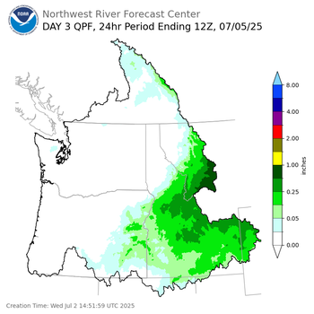 Day 3 (Friday): Precipitation Forecast ending Saturday, July 5 at 5 am PDT
