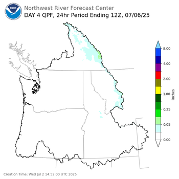 Day 4 (Saturday): Precipitation Forecast ending Sunday, July 6 at 5 am PDT