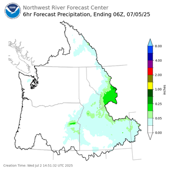 Day 3 (Friday): 6 Hourly Precipitation Forecast  ending Friday, July 4 at 11 pm PDT