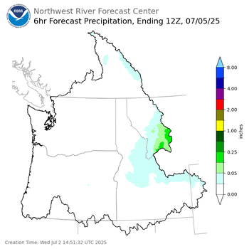 Day 3 (Friday): 6 Hourly Precipitation Forecast  ending Saturday, July 5 at 5 am PDT