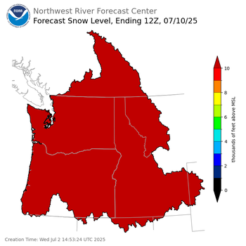 Day 8 Snow Level Forecast