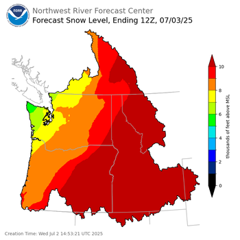 Day 1 Snow Level Forecast