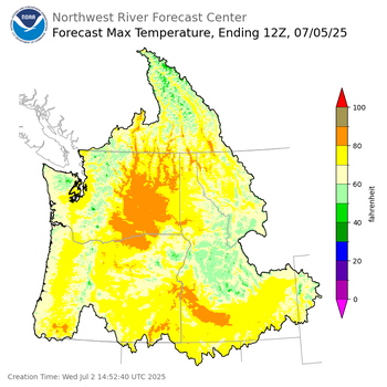 Day 3 (Friday): Max Temperature Forecast ending Saturday, July 5 at 5 am PDT
