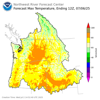 Day 4 (Saturday): Max Temperature Forecast ending Sunday, July 6 at 5 am PDT