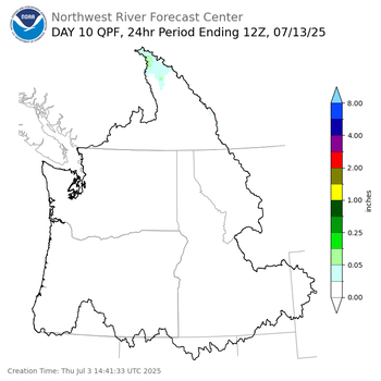 Day 10 (Saturday): Precipitation Forecast ending Sunday, July 13 at 5 am PDT