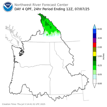 Day 4 (Sunday): Precipitation Forecast ending Monday, July 7 at 5 am PDT