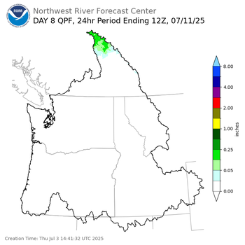 Day 8 (Thursday): Precipitation Forecast ending Friday, July 11 at 5 am PDT