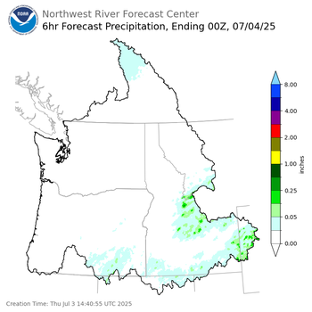 Day 1 (Thursday): 6 Hourly Precipitation Forecast ending Thursday, July 3 at 5 pm PDT