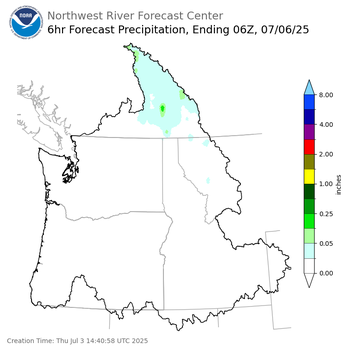 Day 3 (Saturday): 6 Hourly Precipitation Forecast  ending Saturday, July 5 at 11 pm PDT