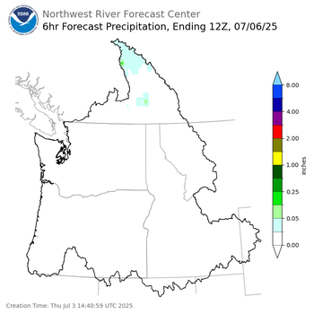 Day 3 (Saturday): 6 Hourly Precipitation Forecast  ending Sunday, July 6 at 5 am PDT
