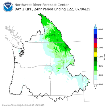 Day 2 (Saturday): Precipitation Forecast ending Sunday, July 6 at 5 am PDT