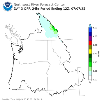 Day 3 (Sunday): Precipitation Forecast ending Monday, July 7 at 5 am PDT