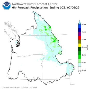 Day 2 (Saturday): 6 Hourly Precipitation Forecast  ending Saturday, July 5 at 5 pm PDT