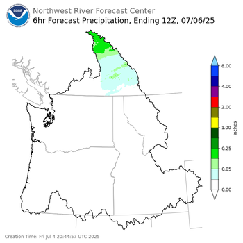 Day 2 (Saturday): 6 Hourly Precipitation Forecast  ending Sunday, July 6 at 5 am PDT