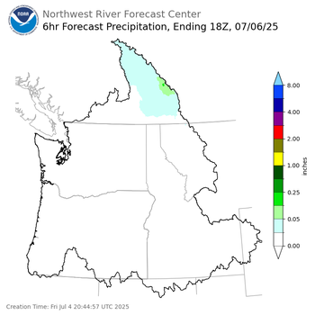 Day 3 (Sunday): 6 Hourly Precipitation Forecast  ending Sunday, July 6 at 11 am PDT