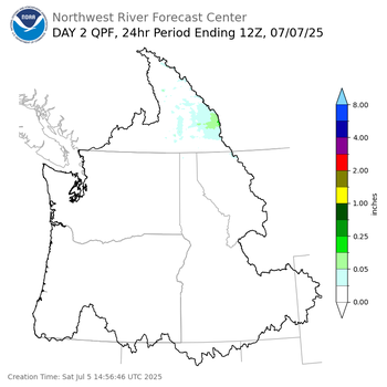 Day 2 (Sunday): Precipitation Forecast ending Monday, July 7 at 5 am PDT
