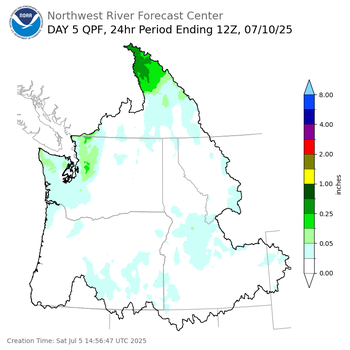Day 5 (Wednesday): Precipitation Forecast ending Thursday, July 10 at 5 am PDT
