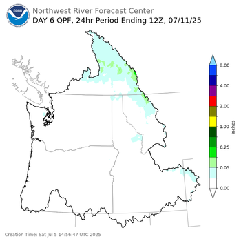 Day 6 (Thursday): Precipitation Forecast ending Friday, July 11 at 5 am PDT