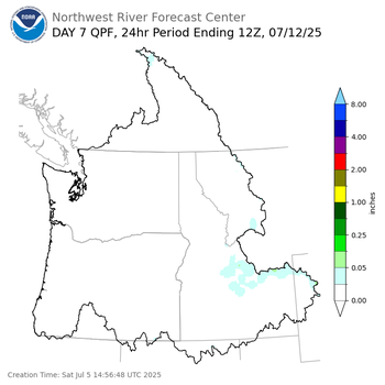 Day 7 (Friday): Precipitation Forecast ending Saturday, July 12 at 5 am PDT