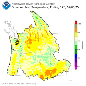 Maximum Temperatures ending Friday, July 4 at 9 pm PDT