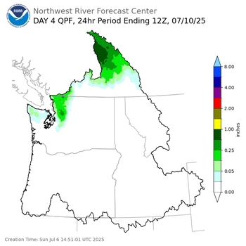 Day 4 (Wednesday): Precipitation Forecast ending Thursday, July 10 at 5 am PDT