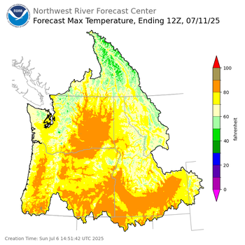 Day 5 (Thursday): Max Temperature Forecast ending Friday, July 11 at 5 am PDT