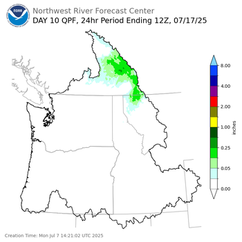 Day 10 (Wednesday): Precipitation Forecast ending Thursday, July 17 at 5 am PDT