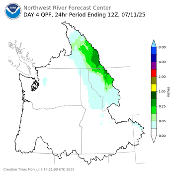 Day 4 (Thursday): Precipitation Forecast ending Friday, July 11 at 5 am PDT