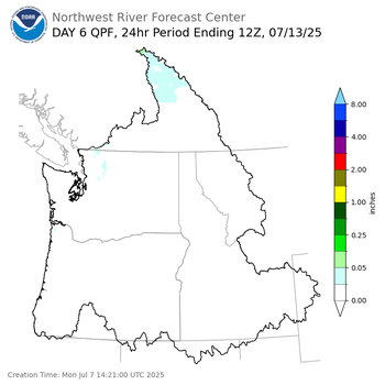 Day 6 (Saturday): Precipitation Forecast ending Sunday, July 13 at 5 am PDT