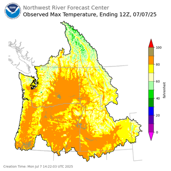 Maximum Temperatures ending Sunday, July 6 at 9 pm PDT