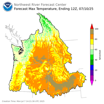 Day 3 (Wednesday): Max Temperature Forecast ending Thursday, July 10 at 5 am PDT